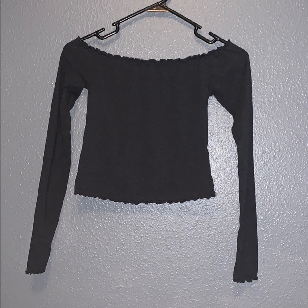 Dark Gray Off-Shoulder Top